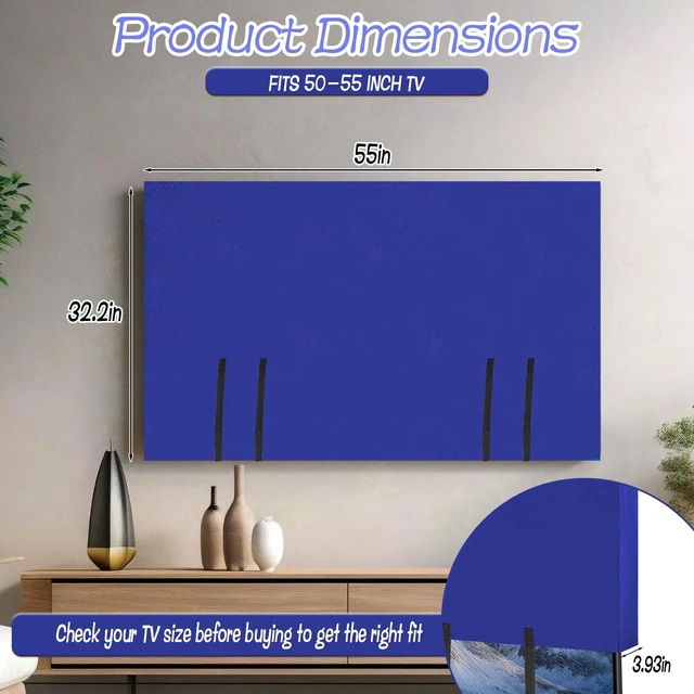 Alt view image 2 of 7 - TV Cover for Moving Fits 50"-55" Flat Screen TV Dustproof Felt Anti-Scratch Screen Protector with Bottom Strap for House Moving, Home Renovation and Pet Scratch Protection (Blue)