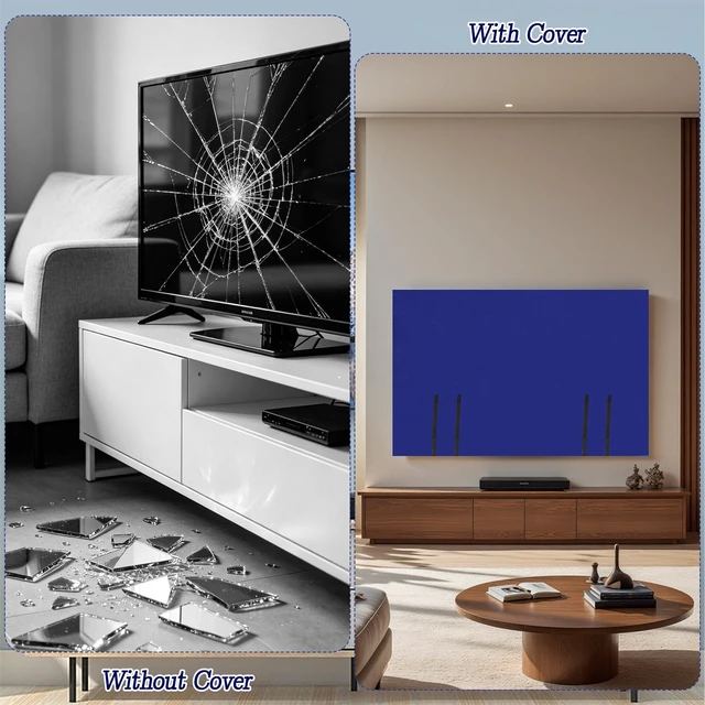 Alt view image 5 of 7 - TV Cover for Moving Fits 50"-55" Flat Screen TV Dustproof Felt Anti-Scratch Screen Protector with Bottom Strap for House Moving, Home Renovation and Pet Scratch Protection (Blue)