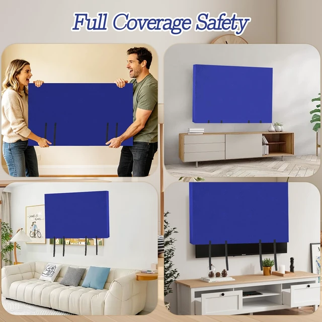 Alt view image 7 of 7 - TV Cover for Moving Fits 50"-55" Flat Screen TV Dustproof Felt Anti-Scratch Screen Protector with Bottom Strap for House Moving, Home Renovation and Pet Scratch Protection (Blue)