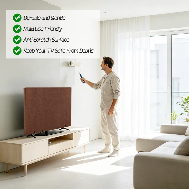 Alt view image 5 of 7 - TV Cover for Moving & Packing 50"-55" Felt Flat Screens TV Wrap Protector Anti-Scratch TV Dust Cover for TV Packing Boxes Protection TV Moving Home Renovation Pet Scratch or Other Furniture, Straps
