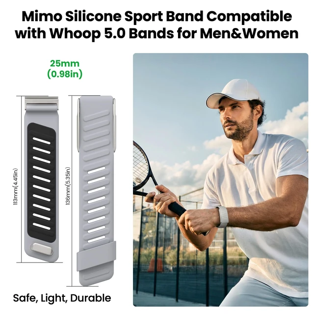 Alt view image 2 of 7 - Silicone Sport Band Compatible with Whoop 5.0/MG Band for Men & Women Upgraded Soft Breathable Waterproof Adjustable Replacement Accessories Strap for Whoop Band 5.0-Not Compatible with Gen 4