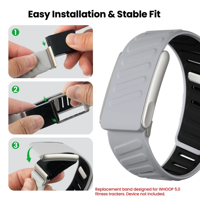 Alt view image 4 of 7 - Silicone Sport Band Compatible with Whoop 5.0/MG Band for Men & Women Upgraded Soft Breathable Waterproof Adjustable Replacement Accessories Strap for Whoop Band 5.0-Not Compatible with Gen 4