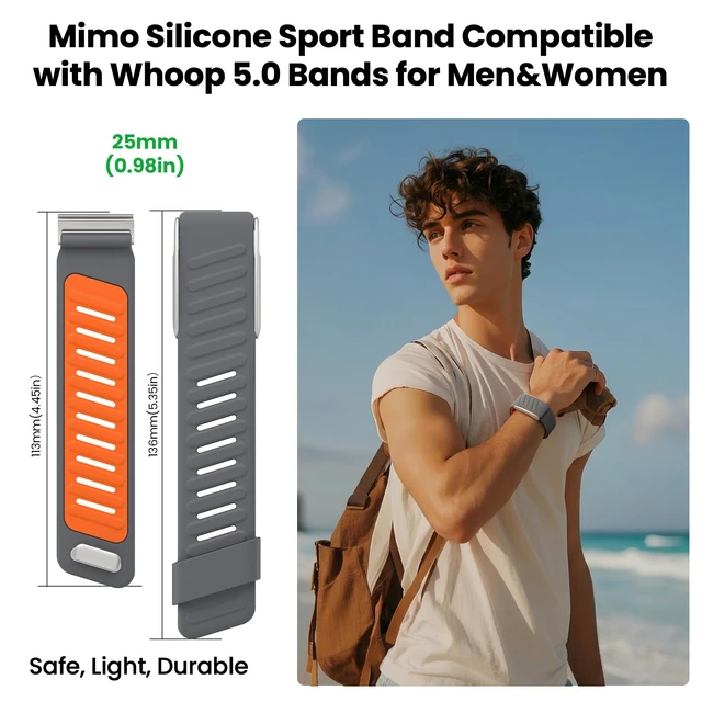 Alt view image 2 of 7 - Silicone Sport Band Compatible with Whoop 5.0/MG Band for Men & Women Upgraded Soft Breathable Waterproof Adjustable Replacement Accessories Strap for Whoop Band 5.0-Not Compatible with Gen 4