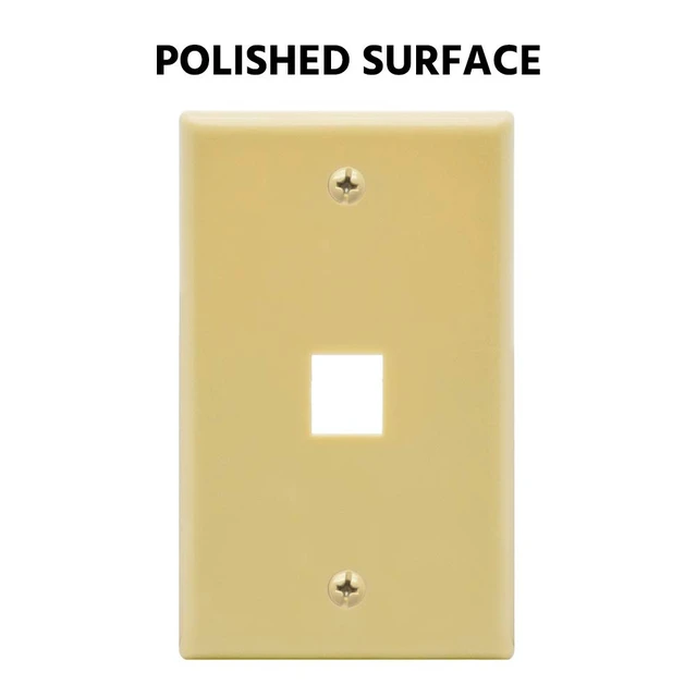 Alt view image 2 of 5 - 1 Port Keystone Jack Wall Plate with Smooth Face (10-Pack, Ivory)