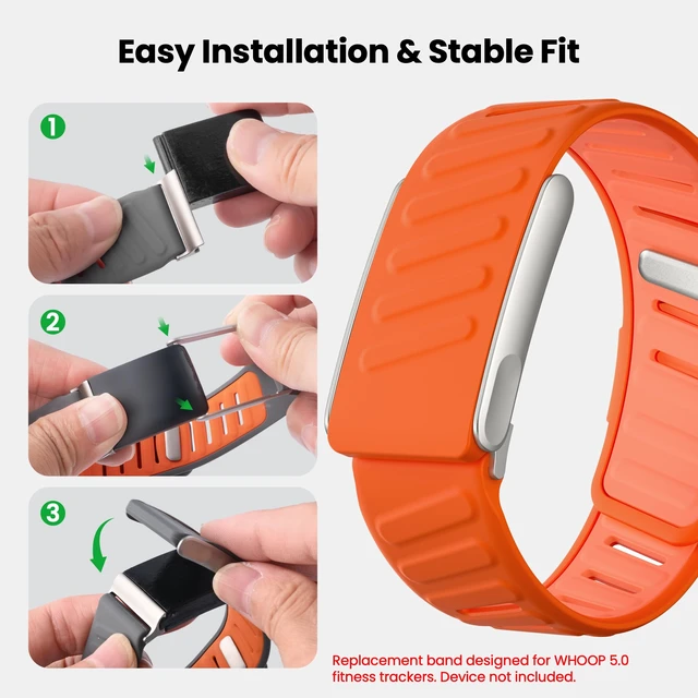 Alt view image 4 of 7 - Silicone Sport Band Compatible with Whoop 5.0/MG Band for Men & Women Upgraded Soft Breathable Waterproof Adjustable Replacement Accessories Strap for Whoop Band 5.0-Not Compatible with Gen 4