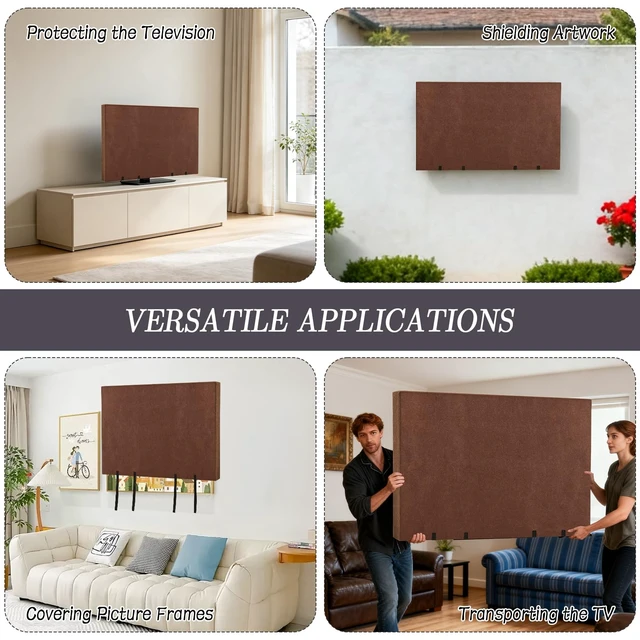 Alt view image 7 of 7 - TV Cover for Moving & Packing 50"-55" Felt Flat Screens TV Wrap Protector Anti-Scratch TV Dust Cover for TV Packing Boxes Protection TV Moving Home Renovation Pet Scratch or Other Furniture, Straps