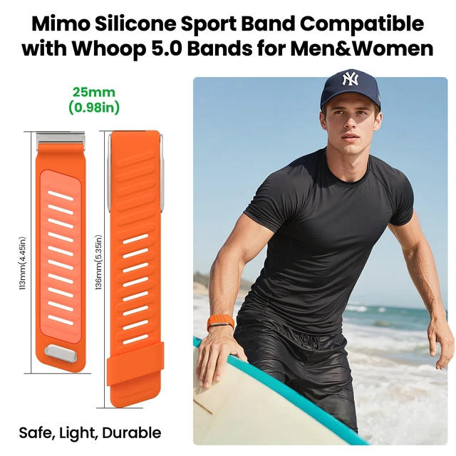 Alt view image 2 of 7 - Silicone Sport Band Compatible with Whoop 5.0/MG Band for Men & Women Upgraded Soft Breathable Waterproof Adjustable Replacement Accessories Strap for Whoop Band 5.0-Not Compatible with Gen 4
