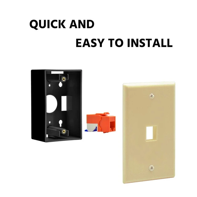 Alt view image 3 of 5 - 1 Port Keystone Jack Wall Plate with Smooth Face (10-Pack, Ivory)
