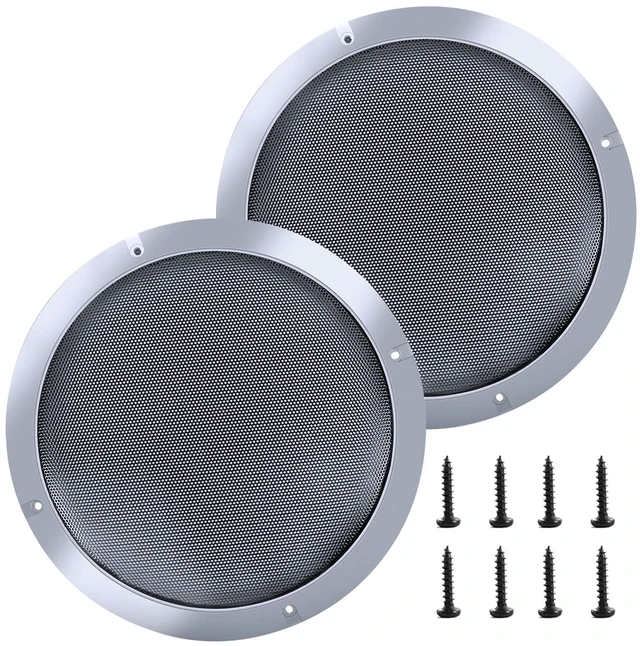 Main image of 6.5'' Speaker Grill Cover 6.5 Inches Speaker Subwoofer Grill Grille Cover with Metal Mesh and Silver Plastic Rim for Car Speakers, Home Speakers