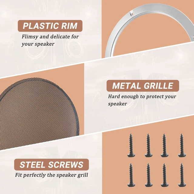 Alt view image 2 of 5 - 6.5'' Speaker Grill Cover 6.5 Inches Speaker Subwoofer Grill Grille Cover with Metal Mesh and Silver Plastic Rim for Car Speakers, Home Speakers