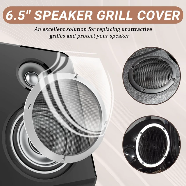 Alt view image 3 of 5 - 6.5'' Speaker Grill Cover 6.5 Inches Speaker Subwoofer Grill Grille Cover with Metal Mesh and Silver Plastic Rim for Car Speakers, Home Speakers