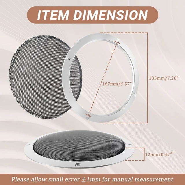 Alt view image 4 of 5 - 6.5'' Speaker Grill Cover 6.5 Inches Speaker Subwoofer Grill Grille Cover with Metal Mesh and Silver Plastic Rim for Car Speakers, Home Speakers