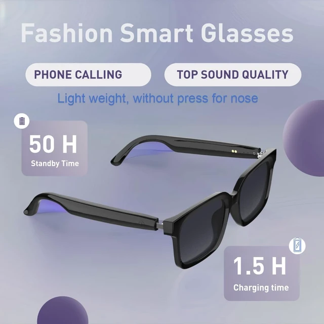 Alt view image 4 of 7 - Bluetooth Audio Smart Sunglasses with Speakers, UV400 Protection Blue Light Blocking Glasses for Men Women, Hands-Free Calls Voice Control for Driving Cycling Outdoor Office