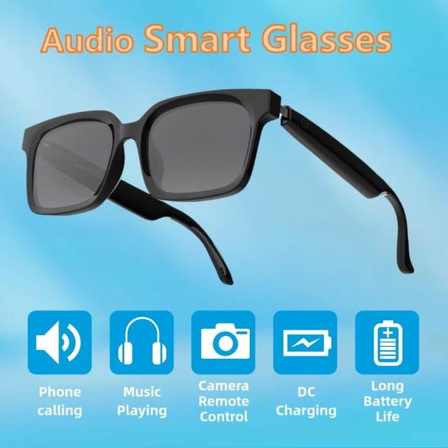 Alt view image 3 of 7 - Bluetooth Audio Smart Sunglasses with Speakers, UV400 Protection Blue Light Blocking Glasses for Men Women, Hands-Free Calls Voice Control for Driving Cycling Outdoor Office