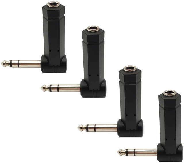 Main image of 90 Degree 6.35mm Male to Female Stereo Audio Connector 1/4 inch Right Angle Guitar Cable Adapter for Guitar,Headphone,Speaker,Studio Equipment 4PCS