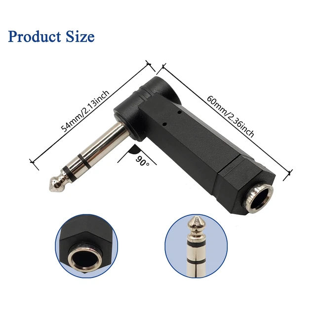 Alt view image 2 of 7 - 90 Degree 6.35mm Male to Female Stereo Audio Connector 1/4 inch Right Angle Guitar Cable Adapter for Guitar,Headphone,Speaker,Studio Equipment 4PCS