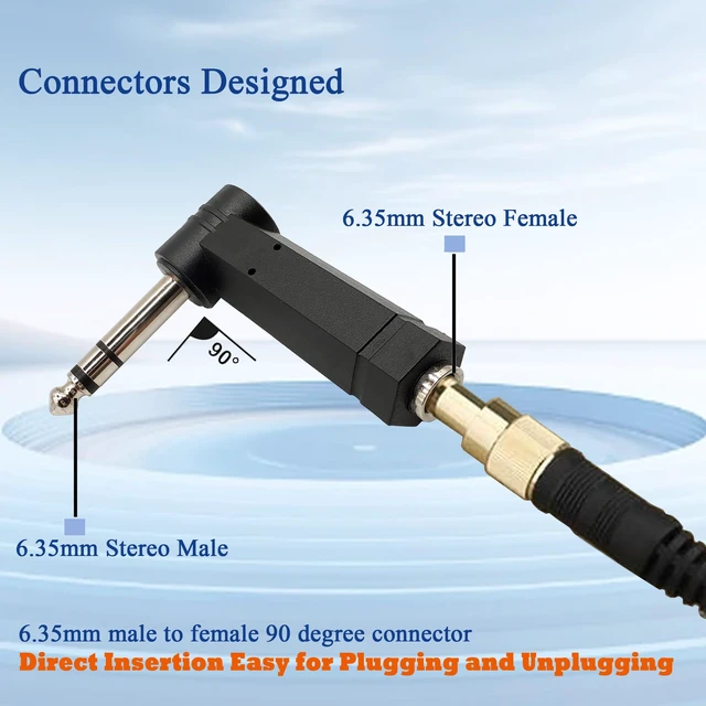 Alt view image 4 of 7 - 90 Degree 6.35mm Male to Female Stereo Audio Connector 1/4 inch Right Angle Guitar Cable Adapter for Guitar,Headphone,Speaker,Studio Equipment 4PCS
