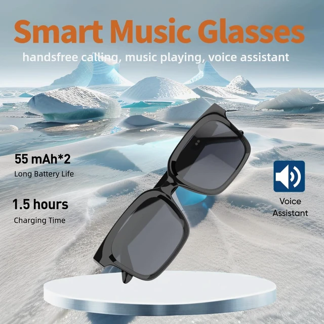 Alt view image 6 of 7 - Bluetooth Audio Smart Sunglasses with Speakers, UV400 Protection Blue Light Blocking Glasses for Men Women, Hands-Free Calls Voice Control for Driving Cycling Outdoor Office
