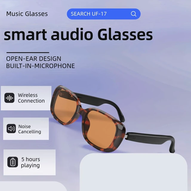 Alt view image 2 of 7 - Bluetooth Audio Smart Sunglasses with Speakers, UV400 Protection Blue Light Blocking Glasses for Men Women