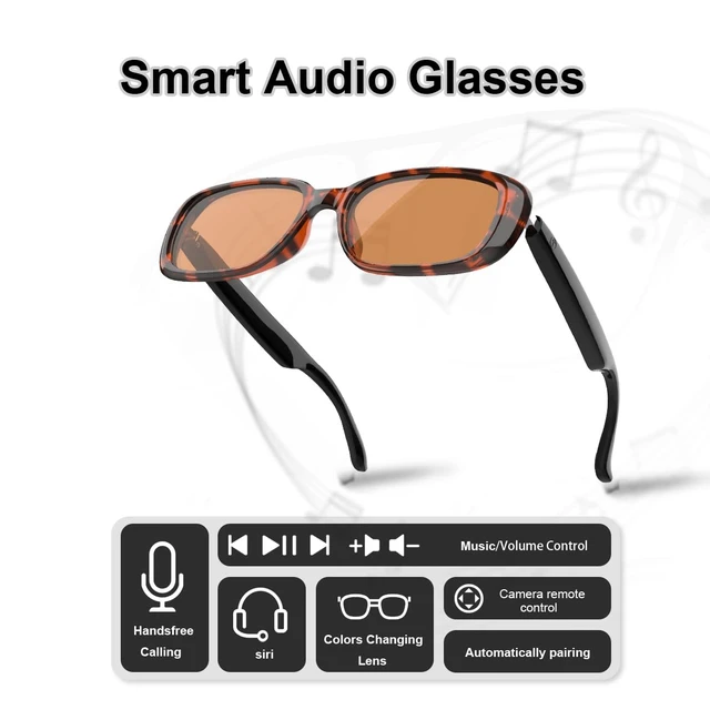 Alt view image 3 of 7 - Bluetooth Audio Smart Sunglasses with Speakers, UV400 Protection Blue Light Blocking Glasses for Men Women
