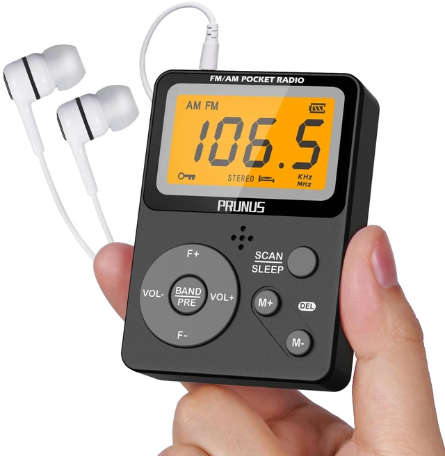 Main image of J-159 Pocket AM FM Radio Portable with Stereo Earphone (No Speaker) 2 x AAA Powered, Manual Preset, Lock Key, Backlight, Sleep Timer, Mini Radios, Digital Radio, Battery Operated Radio