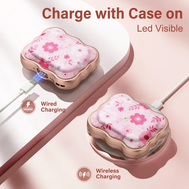 Alt view image 7 of 7 - for AirPods Pro 3 Case with Safety Lock, Cleaner Kit & Keychain Flower Print Cover with Scalloped Edge for Women Girls, Compatible with Apple AirPods Pro 3 Case Cover, Wireless Charging