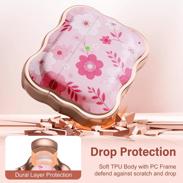 Alt view image 4 of 7 - for AirPods Pro 3 Case with Safety Lock, Cleaner Kit & Keychain Flower Print Cover with Scalloped Edge for Women Girls, Compatible with Apple AirPods Pro 3 Case Cover, Wireless Charging