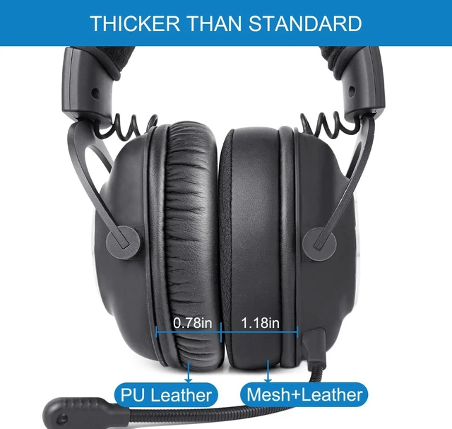 Alt view image 6 of 7 - GVOEARS Ear Pads for Logitech G Pro, G Pro X, G Prox 2, G Pro X SE - Black Replacement Ear Cushions with Mesh Fabric, Memory Foam, Added Thickness