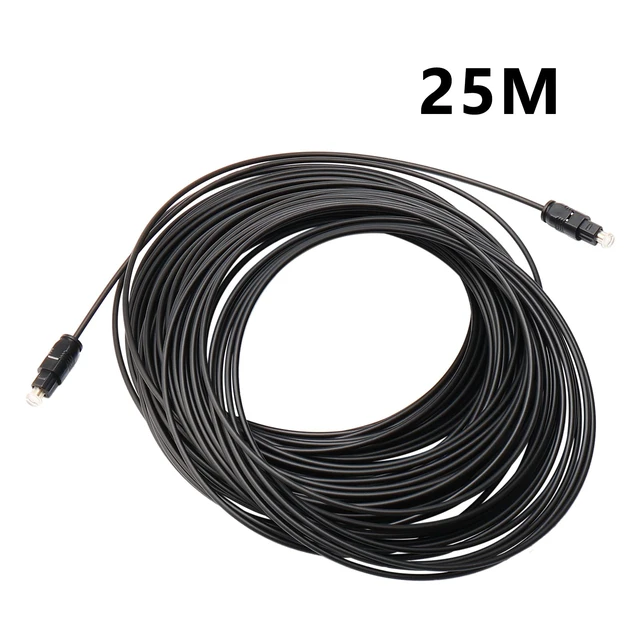 Alt view image 2 of 7 - 25M Black Digital Fiber Optical Audio SPDIF TosLink Cable