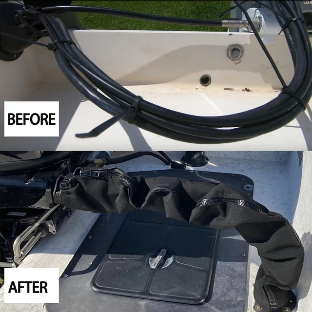 Alt view image 3 of 6 - 48" Boat Zippered Rigging Sleeve, Trolling Motor Cable Sleeve Wire Cable Protection for Cover Wire and Extension Cords, Organized Cable Management
