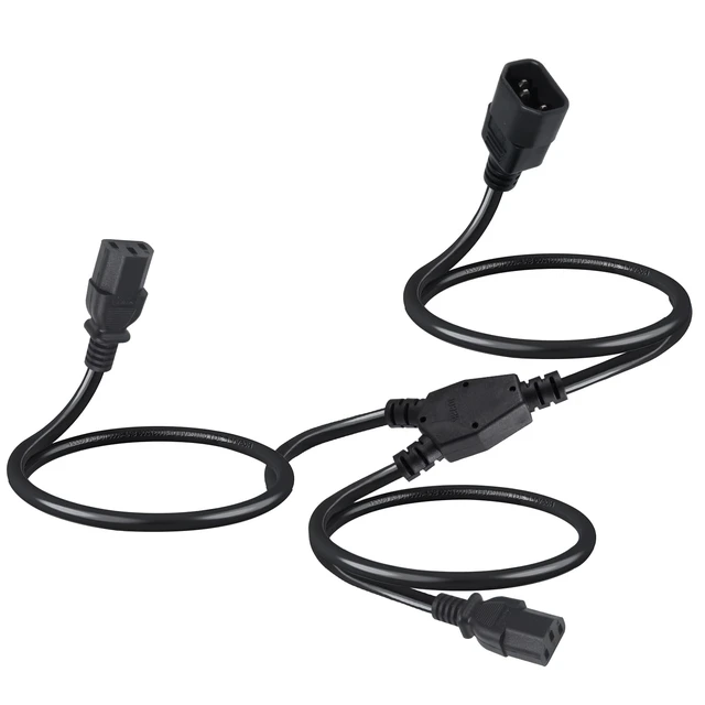 Main image of C14 to 2 X C13 Y Splitter Power Cord, 6FT IEC 320 C14 Male to Dual IEC 320 C13 Female Splitter 2 Ways PDU UPS Extension Power Cord 250V/10A