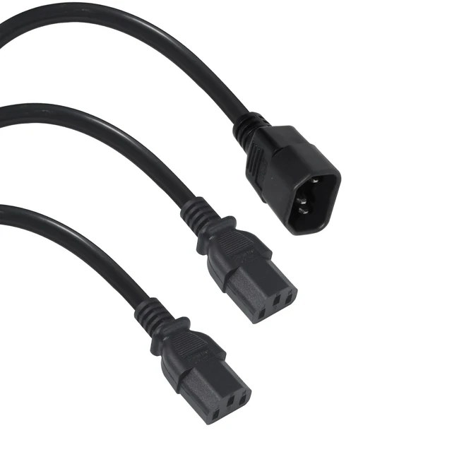 Alt view image 6 of 6 - C14 to 2 X C13 Y Splitter Power Cord, 6FT IEC 320 C14 Male to Dual IEC 320 C13 Female Splitter 2 Ways PDU UPS Extension Power Cord 250V/10A