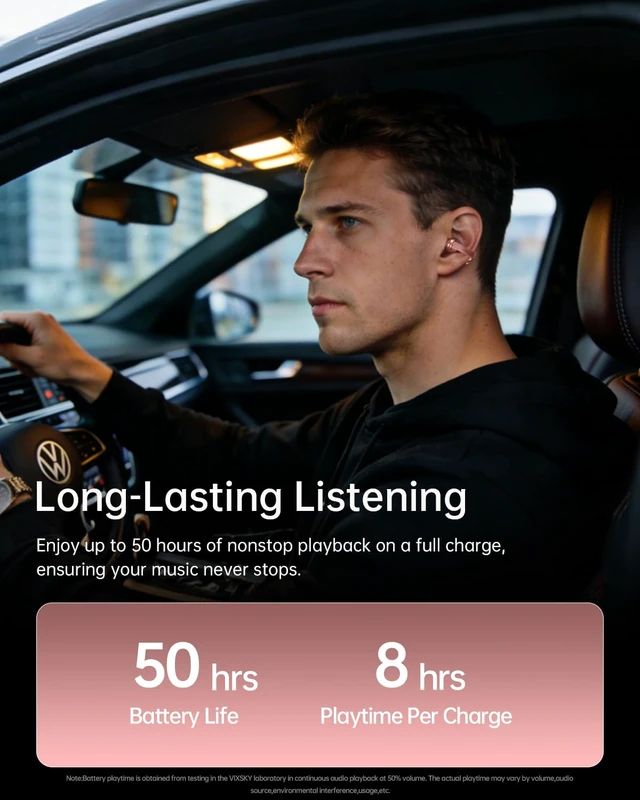 Alt view image 7 of 7 - Open Ear Earbuds,Clip On Earbuds with Crystal Clear Sound Bluetooth 6.0 Wireless Headphones for Women,50H Playtime, Clip Headphones Comfortable Fit for Small Ears,Rose Gold
