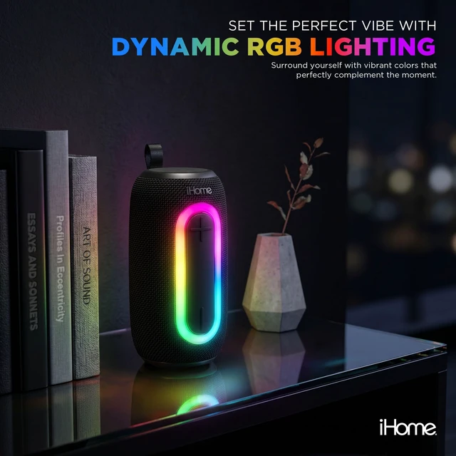 Alt view image 4 of 7 - Quest Pro Portable Wireless Bluetooth Speaker with RGB Lights Bluetooth 5.3,10W Audio, Water-Resistant, Rechargeable Battery, Carry Strap, TWS pairing, True Stereo