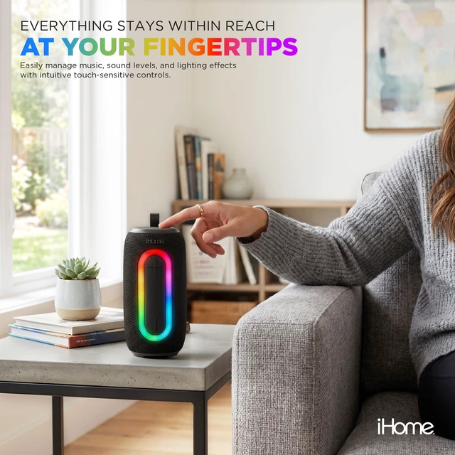 Alt view image 6 of 7 - Quest Pro Portable Wireless Bluetooth Speaker with RGB Lights Bluetooth 5.3,10W Audio, Water-Resistant, Rechargeable Battery, Carry Strap, TWS pairing, True Stereo