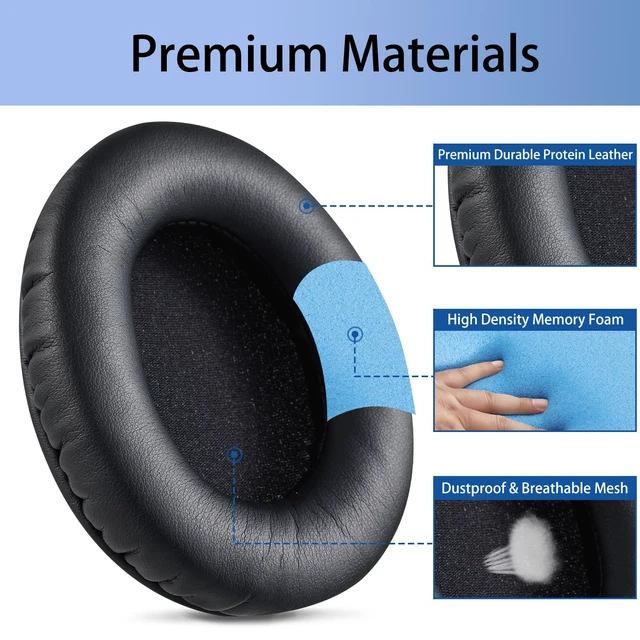 Alt view image 3 of 7 - Premium Replacement Cloud 3 Pads Cushion Compatible with Kingston HyperX Cloud 3 Alpha Cloud 2 Wireless Flight Stinger 2 headsets. Premium Protein Leather High-Density Foam