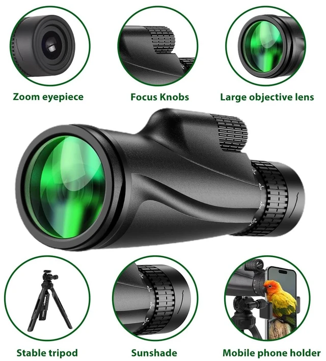 Alt view image 6 of 7 - Monocular Telescope 80x100 HD High Power Monoculars for Adults High Powered with Smartphone Adapter for Bird Watching Hiking Travel Outdoor Activities