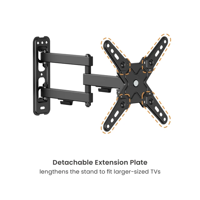 Alt view image 7 of 7 - PL-223 Landscape to Portrait Vertical Rotation Full Motion TV Monitor Wall Bracket Articulating Arms Swivel Tilt for Most 13" to 43" Flat Screen TV Max VESA 200x200mm Up to 44lbs