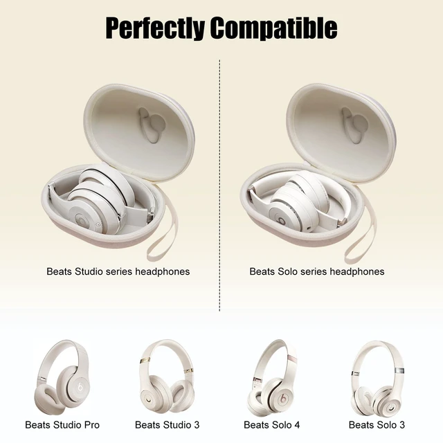 Alt view image 3 of 6 - Hard Case for Beats Studio Pro/Solo 4 3 2 / Studio 3 Wireless Noise Cancelling Headphones, Cream