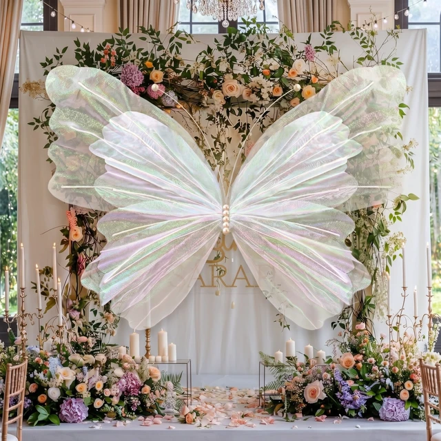Alt view image 4 of 7 - 71'' Christmas Butterfly Tree Topper, 3D Giant White Decor Oversized 3D Butterfly, Mariposas Grandes Para Decoracion, Butterfly Backdrop with Fishing Line for Xmas Tree, Mantel Decor