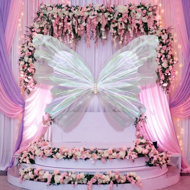 Alt view image 5 of 7 - 71'' Christmas Butterfly Tree Topper, 3D Giant White Decor Oversized 3D Butterfly, Mariposas Grandes Para Decoracion, Butterfly Backdrop with Fishing Line for Xmas Tree, Mantel Decor