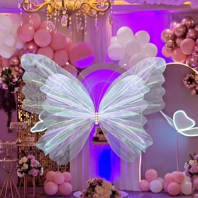 Alt view image 6 of 7 - 71'' Christmas Butterfly Tree Topper, 3D Giant White Decor Oversized 3D Butterfly, Mariposas Grandes Para Decoracion, Butterfly Backdrop with Fishing Line for Xmas Tree, Mantel Decor