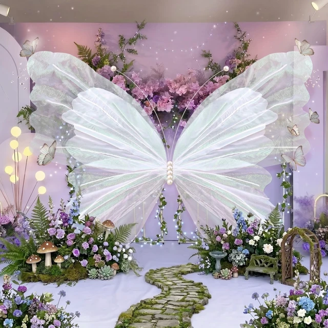Alt view image 3 of 7 - 71'' Christmas Butterfly Tree Topper, 3D Giant White Decor Oversized 3D Butterfly, Mariposas Grandes Para Decoracion, Butterfly Backdrop with Fishing Line for Xmas Tree, Mantel Decor