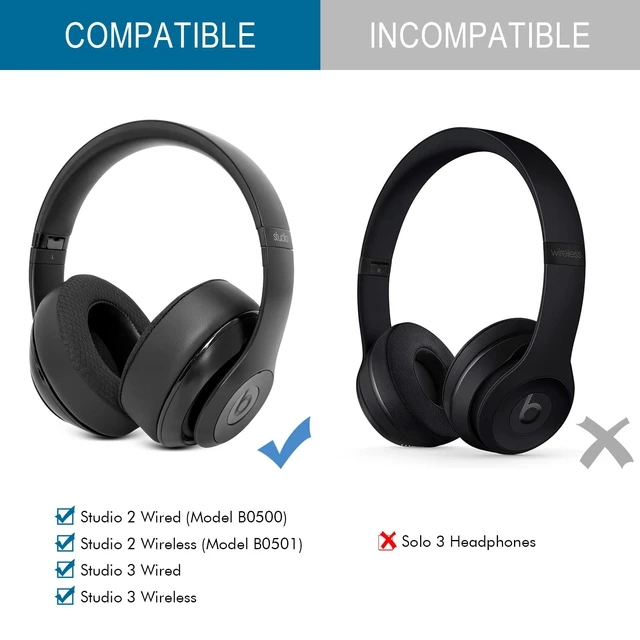 Alt view image 2 of 7 - Earpads Replacement for Beats Studio 2/Studio 3 Wired & Wireless Headphones, Ear Pads Cushion for Beats Studio 2/Studio 3 with High-Density Noise Isolation Memory Foam (Mesh Black)