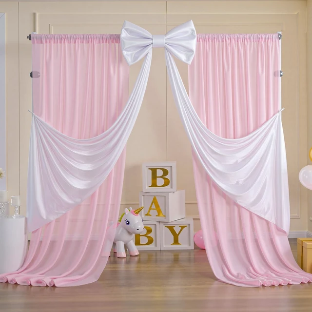 Alt view image 7 of 7 - Big White Bow Birthday Party Decorations, Giant White Bow Backdrop Drapery with Long Streamers Large Satin Bow Decor for Wedding Wall Bridal Shower Baby Shower Photo Booth Christmas