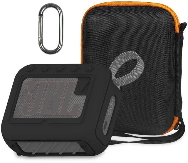 Main image of Protective Case for JBL Go 4 Portable Bluetooth Speaker Accessories Hard Carrier and Silicone Cover for Go 4 Speaker, Shockproof Anti-Scratch Cases with Carabiner (BlackCases)