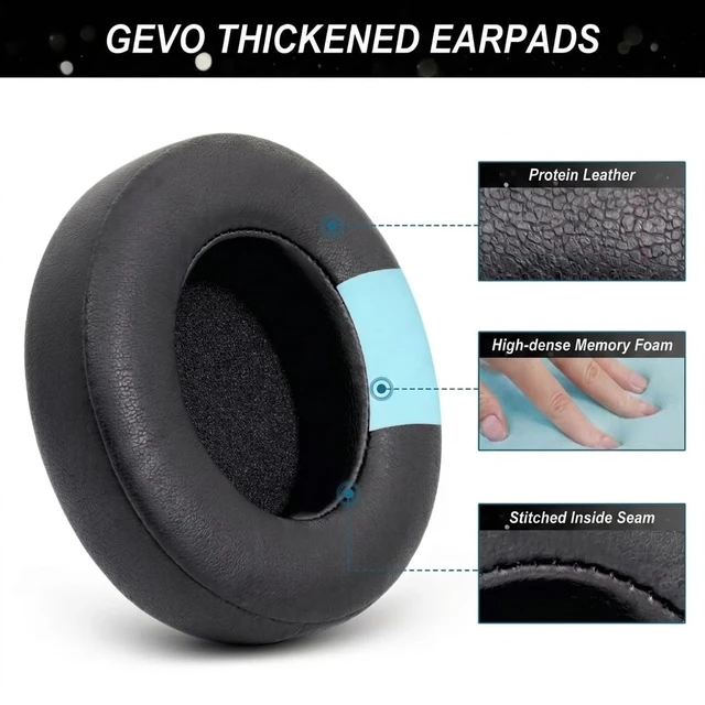 Alt view image 2 of 7 - Earpads Replacement for Beats Studio 2/Studio 3 Wired & Wireless Headphones, Ear Pads Cushion for Beats Studio 2/Studio 3 with High-Density Noise Isolation Memory Foam (Black)