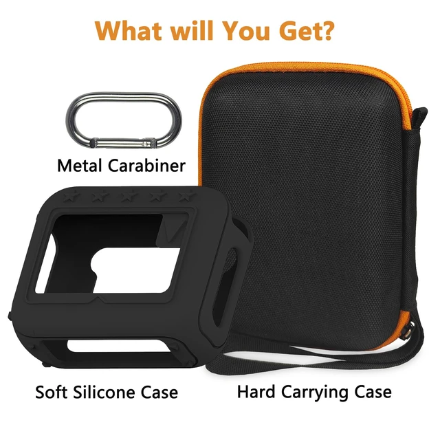 Alt view image 2 of 7 - Protective Case for JBL Go 4 Portable Bluetooth Speaker Accessories Hard Carrier and Silicone Cover for Go 4 Speaker, Shockproof Anti-Scratch Cases with Carabiner (BlackCases)