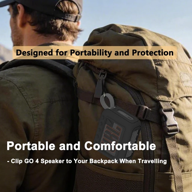 Alt view image 4 of 7 - Protective Case for JBL Go 4 Portable Bluetooth Speaker Accessories Hard Carrier and Silicone Cover for Go 4 Speaker, Shockproof Anti-Scratch Cases with Carabiner (BlackCases)