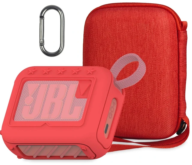 Main image of Protective Case for JBL Go 4 Portable Bluetooth Speaker Accessories Hard Carrier and Silicone Cover for Go 4 Speaker, Shockproof Anti-Scratch Cases with Carabiner (Red Cases)
